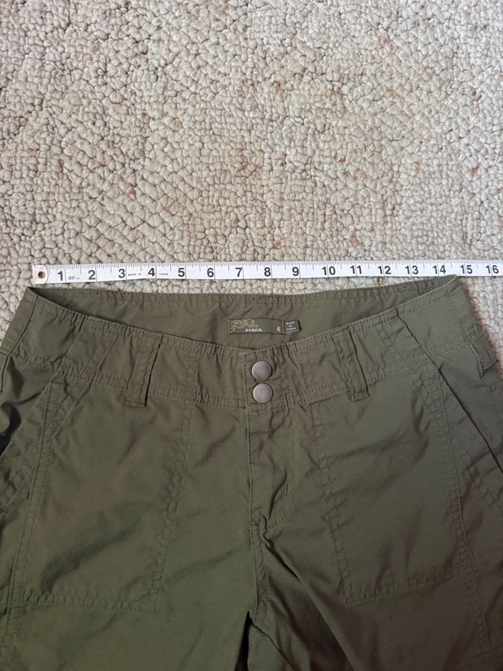 Prana Olive Green Utility Mid-Rise Shorts - Picture 5 of 6